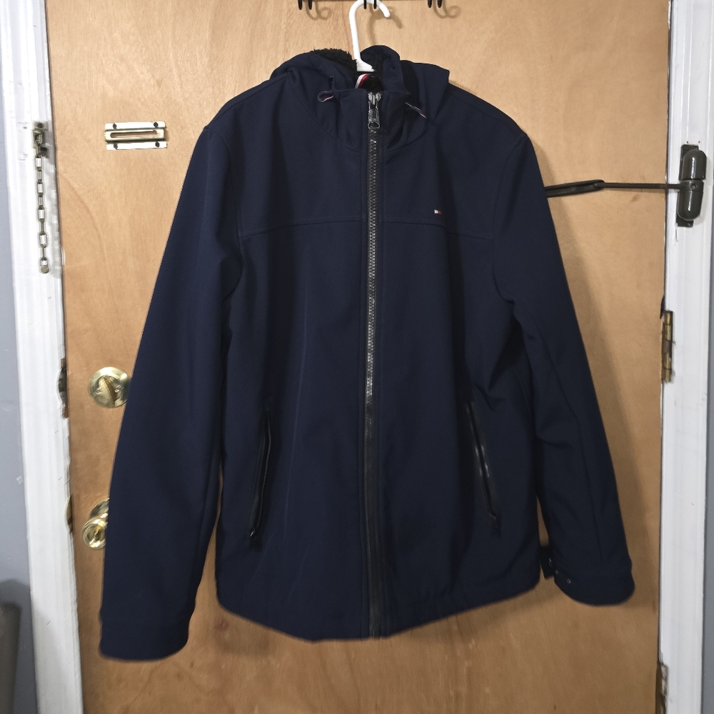 TOMMY HILFIGER - Men's Hooded Soft Shell Jacket: Blue Size M